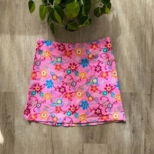 Vintage y2k Pink Floral Print mini Skirt
